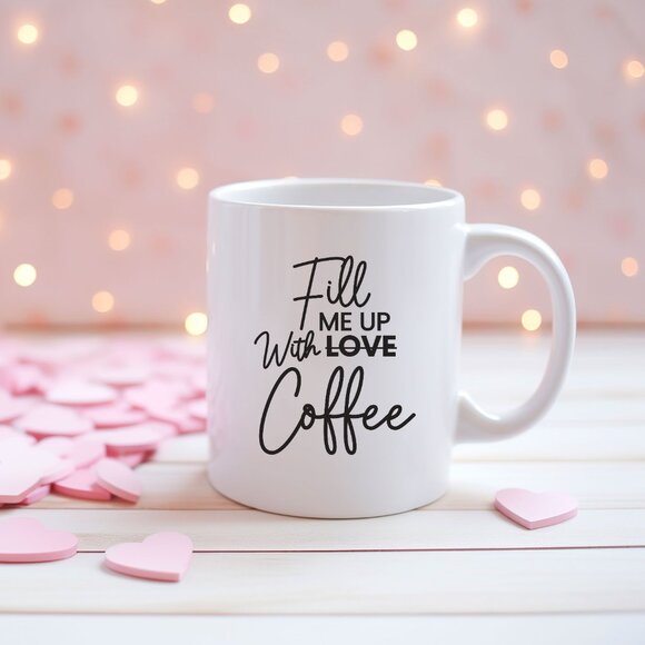 Quote Pink Coffee Mug - Fill me up with Coffee - Picture 2 of 2